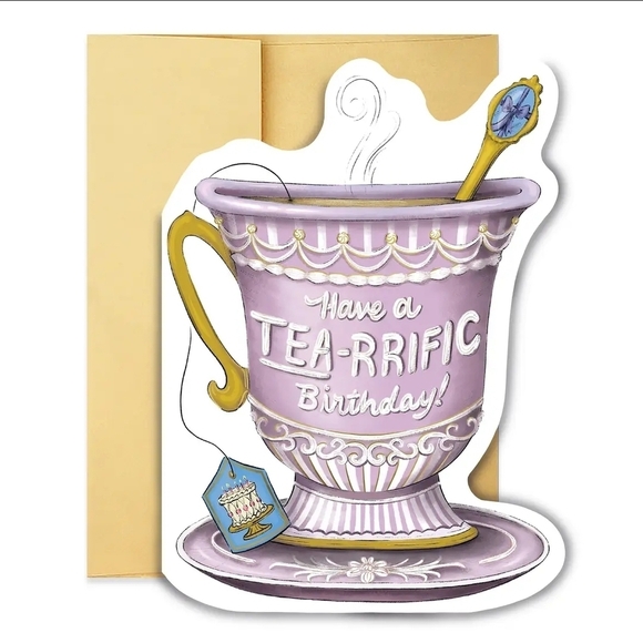 good julu ink Other - Have a Tea-rrific Birthday! Lavender Tea Cup Greeting Card